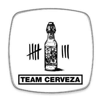 Beer, Beer, Cerveza (Bachelor Party Team Design) - Square fridge magnet - white - Front