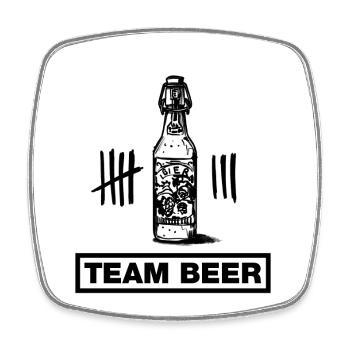 Bottle of beer, beer, cerveza (bachelor party team design) - Square fridge magnet - white - Front