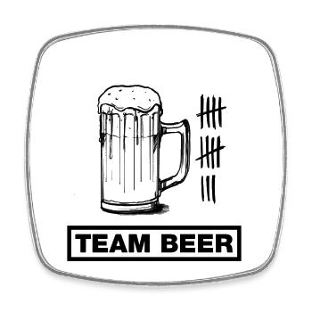 Beer, Beer, Cerveza (Bachelor Party Team Design) - Square fridge magnet - white - Front