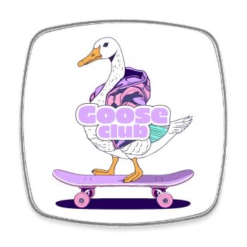 Skurriles Gänse-Skateboard-Design - Viereckiger Kühlschrankmagnet - Weiß - Vorne