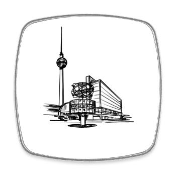 Berlin - Alex/Fernsehturm - Viereckiger Kühlschrankmagnet - Weiß - Vorne