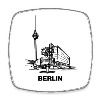 Berlin - Alex/Fernsehturm - Viereckiger Kühlschrankmagnet - Weiß - Vorne