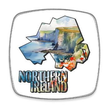 Watercolor Map of Northern Ireland - Square fridge magnet - white - Front