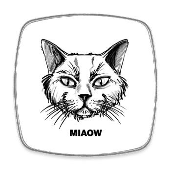 Miaow Chat - Magnet carré - blanc - Devant
