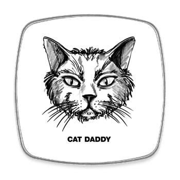 Papa chat - Magnet carré - blanc - Devant