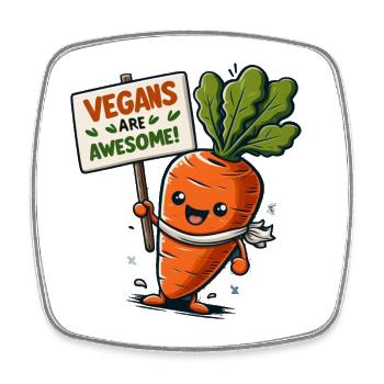 Fröhliche vegane Karotte - Viereckiger Kühlschrankmagnet - Weiß - Vorne