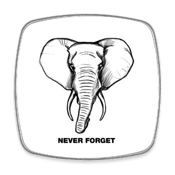 Elefant - Never forget - Viereckiger Kühlschrankmagnet - Weiß - Vorne