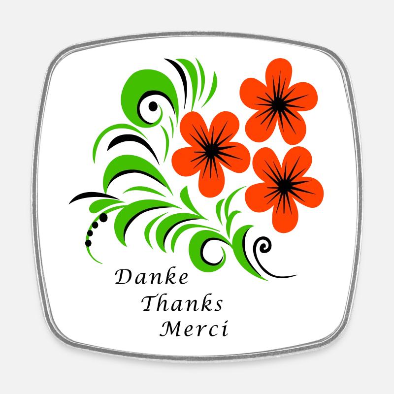 Danke Thanks Merci - Viereckiger Kühlschrankmagnet - Weiß