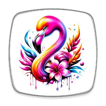 Flamingo - Viereckiger Kühlschrankmagnet - Weiß - Vorne