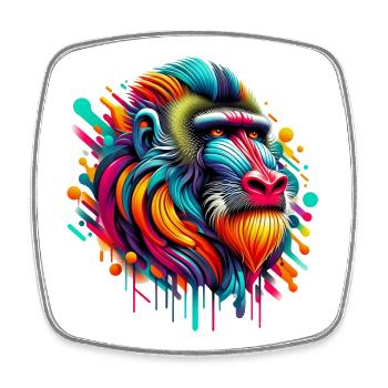 Singe Mandrill - Magnet carré - blanc - Devant