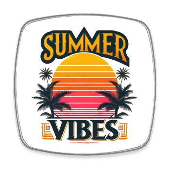 Tropical Summer Vibes: Sunset Adventure Awaits - Square fridge magnet - white - Front