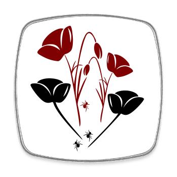 Tulips with ants - Square fridge magnet - white - Front