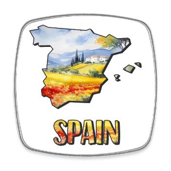 Aquarell Landkarte Spanien - Viereckiger Kühlschrankmagnet - Weiß - Vorne