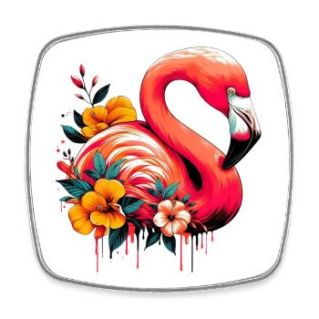 Flamingo - Square fridge magnet - white - Front