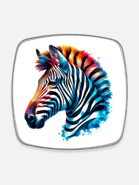 Zebra - Viereckiger Kühlschrankmagnet - Weiß