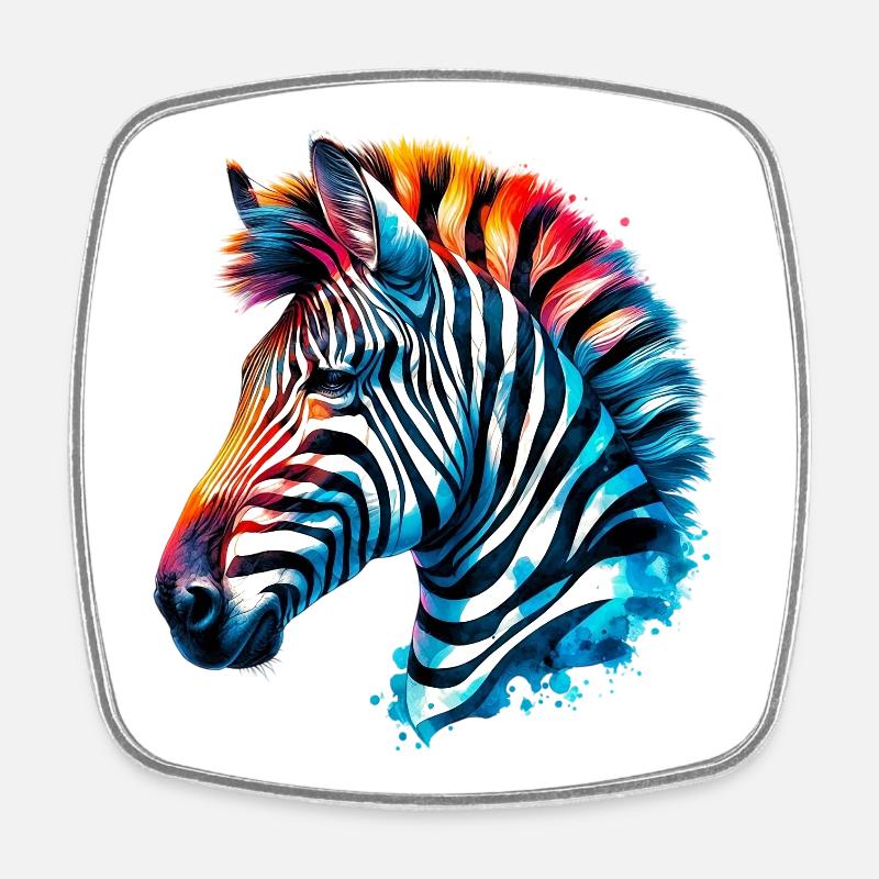 Zebra - Viereckiger Kühlschrankmagnet - Weiß