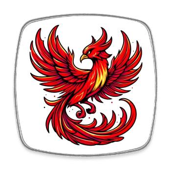 Red Phoenix - Square fridge magnet - white - Front