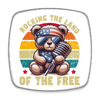 Ours mignon États-Unis Amérique Musique Patriote Rétro - Magnet carré - blanc - Devant