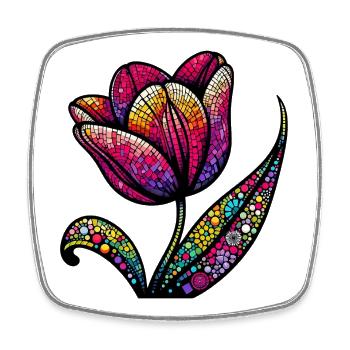 Tulpe - Viereckiger Kühlschrankmagnet - Weiß - Vorne