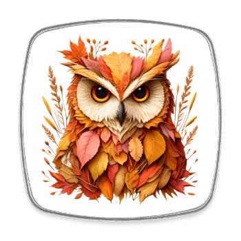 beau hibou, conçu à partir de différentes feuilles - Magnet carré - blanc - Devant