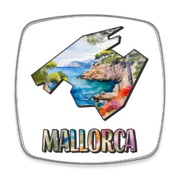 Aquarell Landkarte Mallorca - Viereckiger Kühlschrankmagnet - Weiß - Vorne