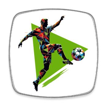 dynamic soccer player playing soccer - Square fridge magnet - white - Front