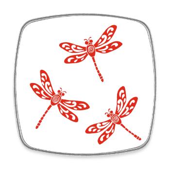 Trio of Red Dragonflies - Square fridge magnet - white - Front