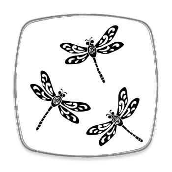 Trio of Black Dragonflies - Square fridge magnet - white - Front