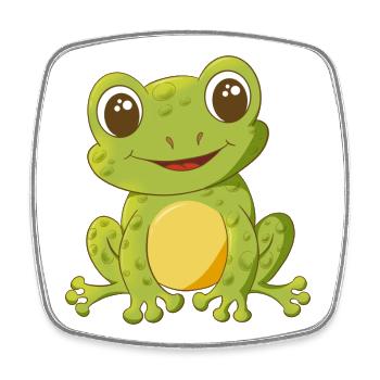 niedlich lächelnder Comic Frosch - Viereckiger Kühlschrankmagnet - Weiß - Vorne