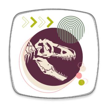 Dino 3, T-Rex, skeleton, wild world - Square fridge magnet - white - Front