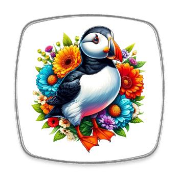 Puffin - Square fridge magnet - white - Front