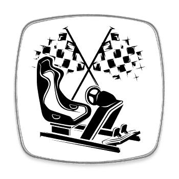 Sim Racing Flag Racing Gaming Icon Logo - Square fridge magnet - white - Front