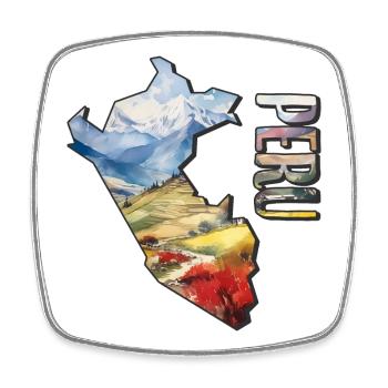 Watercolor Map of Peru - Square fridge magnet - white - Front
