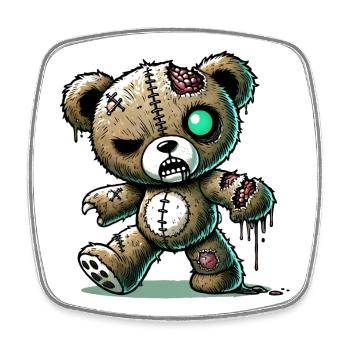 Creepy Zombie Teddy for Halloween Fun - Square fridge magnet - white - Front