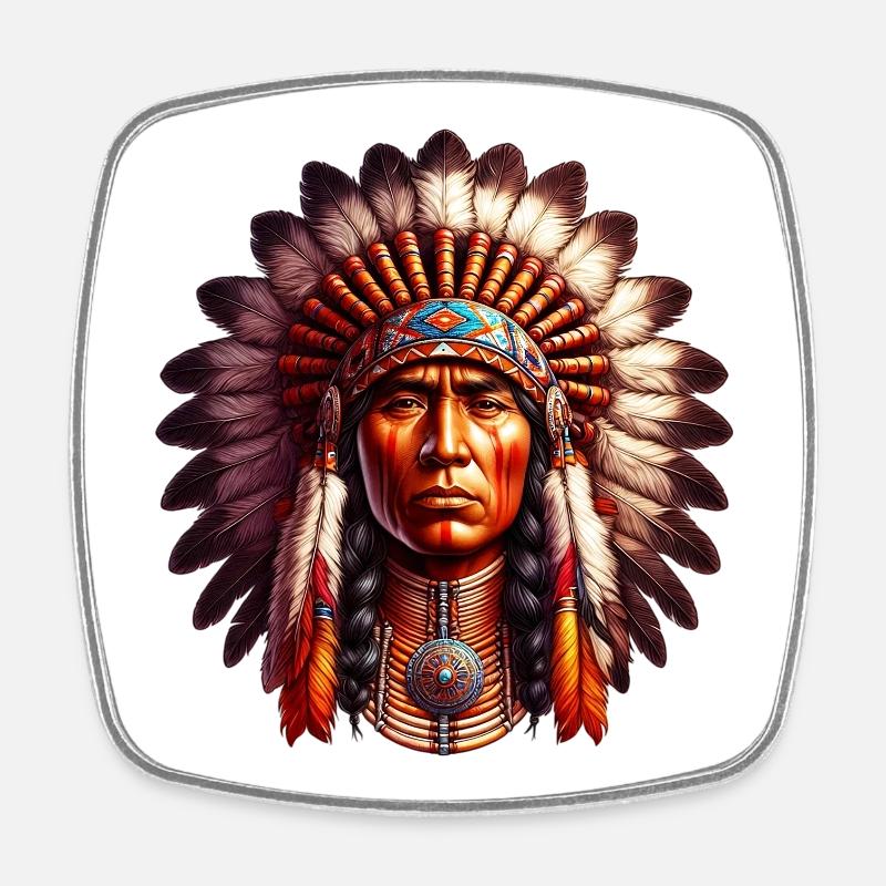 American Indian American - Square fridge magnet - white