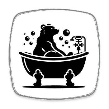 Niedlicher Bär in der Badewanne - Viereckiger Kühlschrankmagnet - Weiß - Vorne