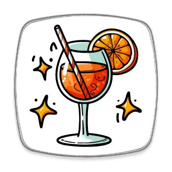 Orange Spritz - Viereckiger Kühlschrankmagnet - Weiß - Vorne