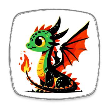 Dragon - Magnet carré - blanc - Devant