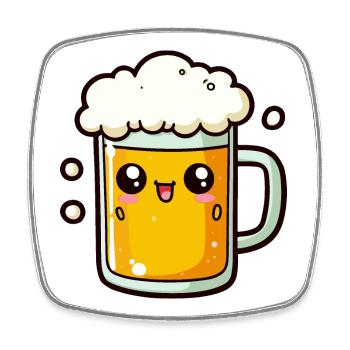 Comic Bier - Viereckiger Kühlschrankmagnet - Weiß - Vorne