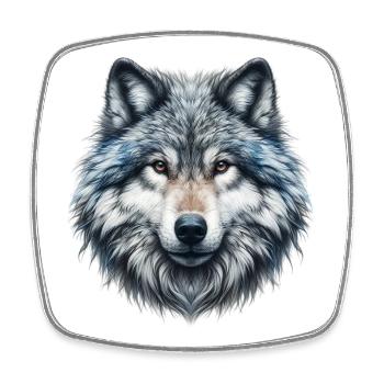 Wolf - Square fridge magnet - white - Front