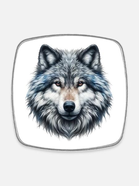 Wolf - Viereckiger Kühlschrankmagnet - Weiß