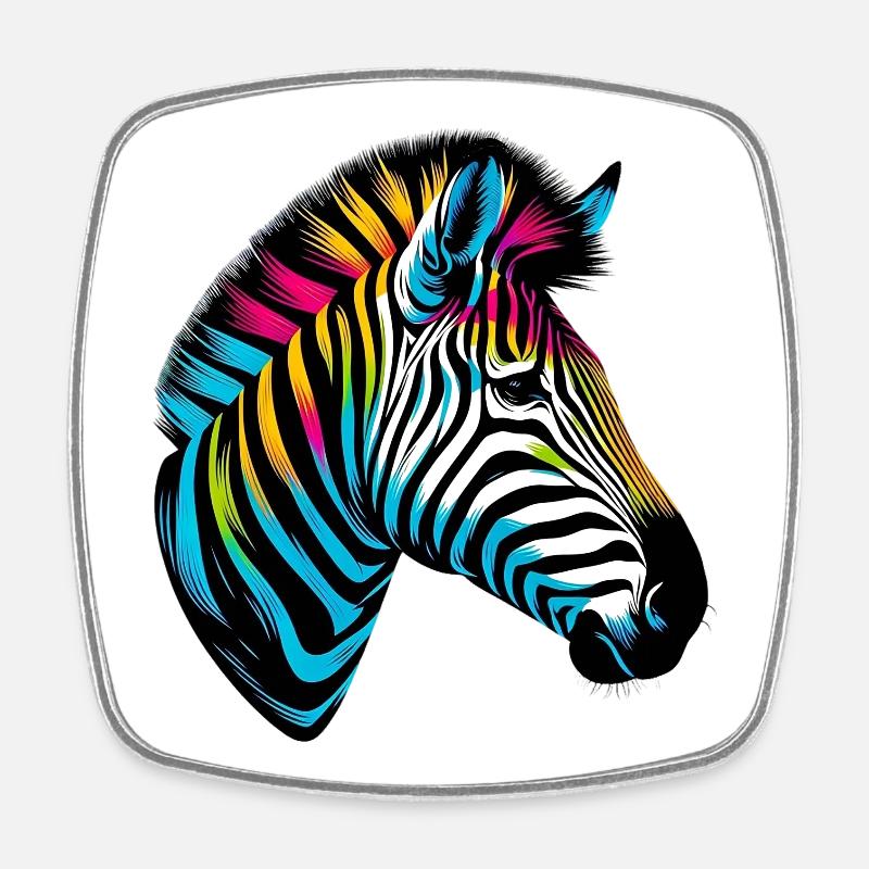 Zebra - Viereckiger Kühlschrankmagnet - Weiß
