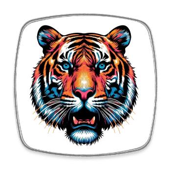 Tiger - Square fridge magnet - white - Front