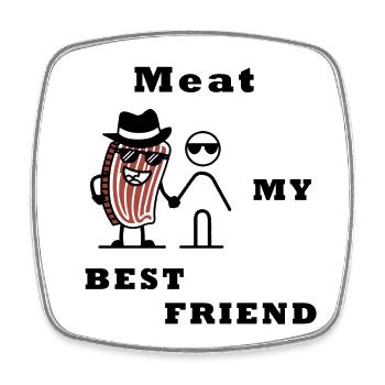 Meat my best Friend! - Viereckiger Kühlschrankmagnet - Weiß - Vorne