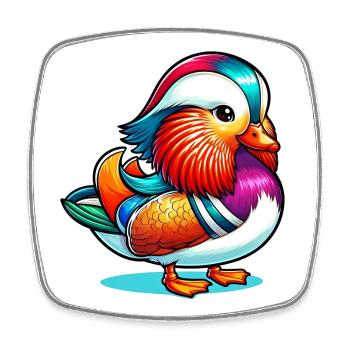 Mandarin duck - Square fridge magnet - white - Front