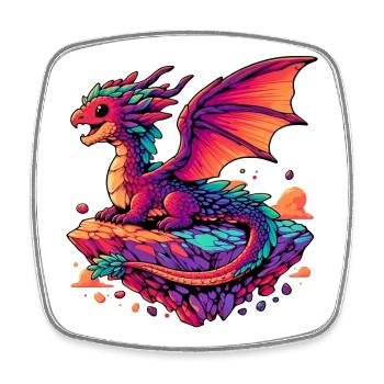 Dragon - Magnet carré - blanc - Devant
