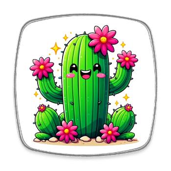 Cactus - Square fridge magnet - white - Front