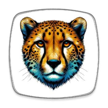 Guépard - Magnet carré - blanc - Devant