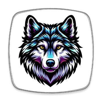 Wolf - Square fridge magnet - white - Front
