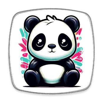 Panda - Viereckiger Kühlschrankmagnet - Weiß - Vorne